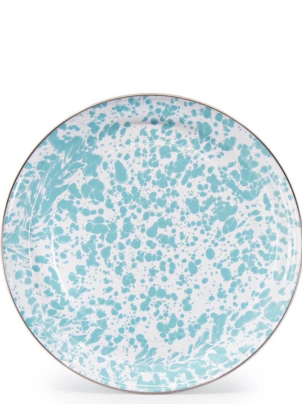 Golden Rabbit Medium Sea Glass Swirl Aqua Splatter Enamelware Tray